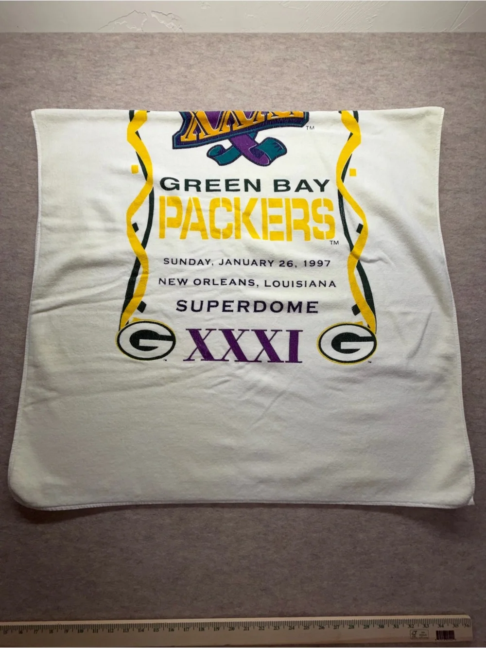 Vintage 1997 Green Bay Packers Super Bowl XXXI Champions Towel NFL 35x60